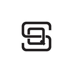 Initial letter S and Q, SQ, QS, overlapping Q inside S, line art logo, black monogram color