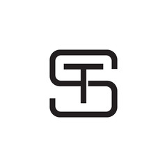 Initial letter S and T, ST, TS, overlapping T inside S, line art logo, black monogram color