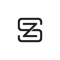 Initial letter S and Z, SZ, ZS, overlapping Z inside S, line art logo, black monogram color