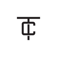 Initial letter T and C, TC, CT, overlapping C inside T, line art logo, black monogram color