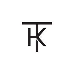 Initial letter T and K, TK, KT, overlapping K inside T, line art logo, black monogram color