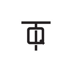 Initial letter T and Q, TQ, QT, overlapping Q inside T , line art logo, black monogram color