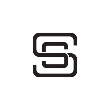 Initial letter S and S, SS, overlapping S inside S, line art logo, black monogram color