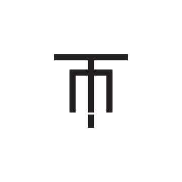 recommend clip art: Initial letter T and M, TM, MT, overlapping M inside T, line art logo, black monogram color