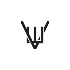 Initial letter V and W, VW, WV, overlapping W inside V, line art logo, black monogram color