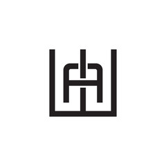 Initial letter W and A, WA, AW, overlapping A inside W, line art logo, black monogram color