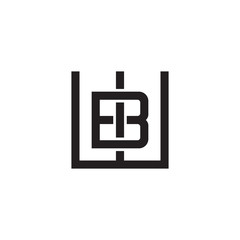 Initial letter W and B, WB, BW, overlapping B inside W, line art logo, black monogram color