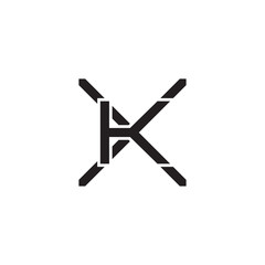 Initial letter X and K, XK, KX, overlapping K inside X, line art logo, black monogram color