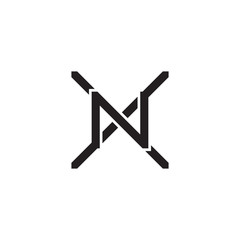 Initial letter X and N, XN, NX, overlapping N inside X, line art logo, black monogram color