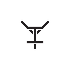 Initial letter Y and I, YI, IY, overlapping I inside Y, line art logo, black monogram color
