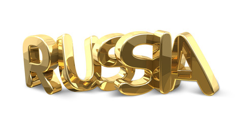 Russia isolated golden symbol bold letters 3d rendering