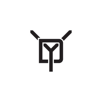 recommend clip art: Initial letter Y and D, YD, DY, overlapping D inside Y, line art logo, black monogram color
