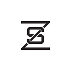 Initial letter Z and S, ZS, SZ, overlapping S inside Z, line art logo, black monogram color