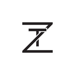 Initial letter Z and T, ZT, TZ, overlapping T inside Z, line art logo, black monogram color