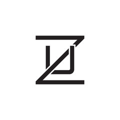 Initial letter  Z and U, ZU, UZ, overlapping U inside Z, line art logo, black monogram color