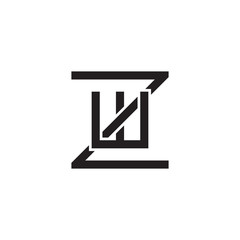 Initial letter Z and W, ZW, WZ, overlapping W inside Z, line art logo, black monogram color