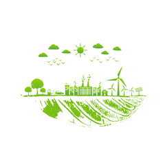 Green city and ecology friendly, vector illustration