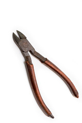 Wire cutters on a white background.