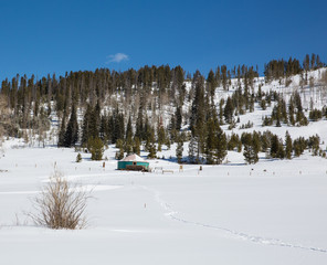 Cross Country Ski Trail to Back Country Yurt In Colorado