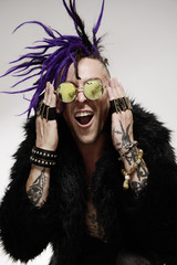 man with purple hair