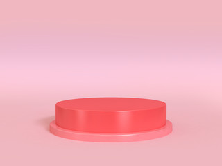 abstract circle blank podium  geometric red pink background 3d rendering