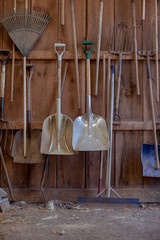 Old barn wall with tools