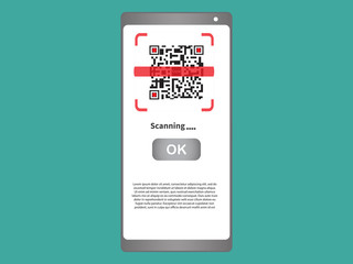 Vector design (QR barcode cannot be scanned) payment , online shopping , cashless technology concept. Digital pay without money , using for mobile phone application to scan qr code with smartphone.