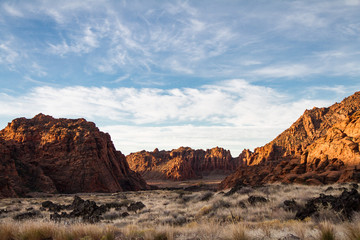 Beautiful early morning winter view of Snow Canyon State Park in Southern Utah.