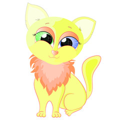 yellow little cat vector 