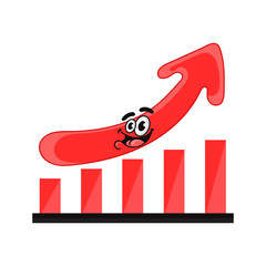 cartoon financial growth graph, vector illustration
