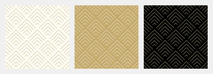 Foto op Plexiglas Patroon naadloze chevron abstracte Golf achtergrond streep gouden luxe kleur en lijn. Geometrische lijnvector. Kerstmis achtergrond. © Strawberry Blossom