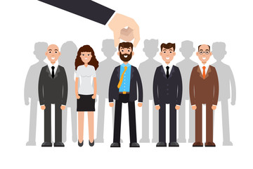 Employer of choice. Business recruitment process, employees group management. Vector illustration.