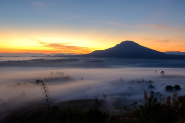 fog in morning sunrise and road at Khao Takhian Ngo View Point at Khao-kho Phetchabun,Thailand