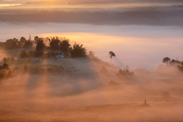  Landscape fog in morning sunrise at Khao Takhian Ngo View Point at Khao-kho Phetchabun,Thailand