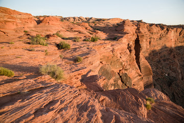 Obraz premium Rocks in Arizona lit up by the sunset. 