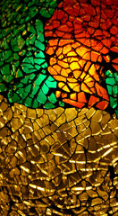 stained glass window of colored glass
