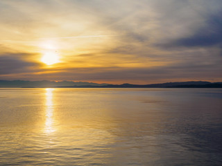 Fototapeta na wymiar Sunset at the Ogden Point breakwater, Victoria BC