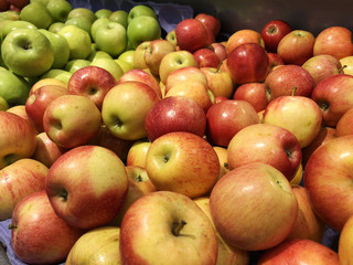 Apples in the market. Red yellow Apple close-up. Turkish ripe apples. 