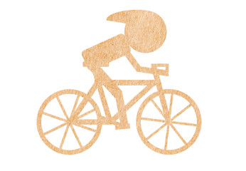 Fototapeta na wymiar Bicycle of paper cut bike white background of clipping path and selection path