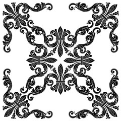 Vintage baroque ornament, corner. Retro pattern antique style acanthus. Decorative design element filigree calligraphy vector. - stock vector