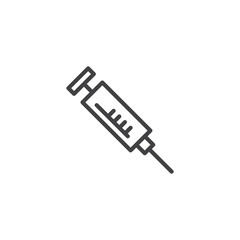 Syringe needle line icon, outline vector sign, linear style pictogram isolated on white. Medical syringe injection symbol, logo illustration. Editable stroke