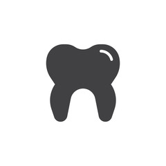 Tooth icon vector, filled flat sign, solid pictogram isolated on white. Dental care symbol, logo illustration.