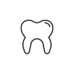 Tooth line icon, outline vector sign, linear style pictogram isolated on white. Dental care symbol, logo illustration. Editable stroke
