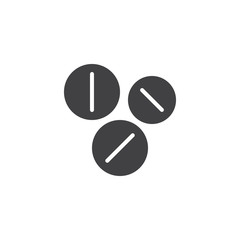 Pills icon vector, filled flat sign, solid pictogram isolated on white. Medicines, tablets symbol, logo illustration.
