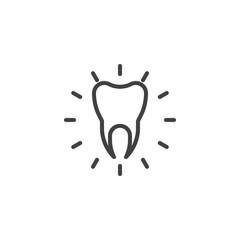 Healthy clean tooth line icon, outline vector sign, linear style pictogram isolated on white. Oral teeth hygiene, dental care symbol, logo illustration. Editable stroke