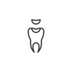 Decayed tooth line icon, outline vector sign, linear style pictogram isolated on white. Symbol, logo illustration. Editable stroke