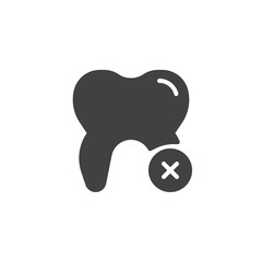Remove tooth icon vector, filled flat sign, solid pictogram isolated on white. Symbol, logo illustration.