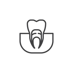 Gums tooth line icon, outline vector sign, linear style pictogram isolated on white. Symbol, logo illustration. Editable stroke
