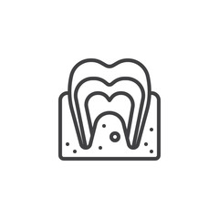 Molar tooth line icon, outline vector sign, linear style pictogram isolated on white. Dental symbol, logo illustration. Editable stroke