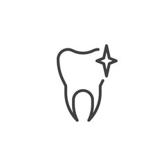 Shiny clean tooth line icon, outline vector sign, linear style pictogram isolated on white. Dental care symbol, logo illustration. Editable stroke